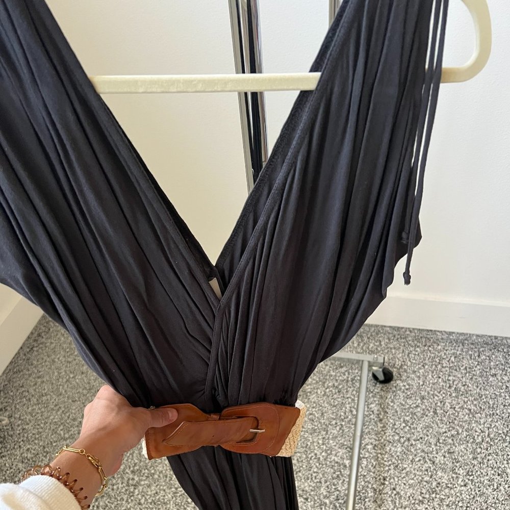 Charcoal Jersey Maxi Dress with Belt | Size S